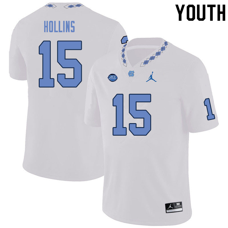 Youth #15 Ladaeson DeAndre Hollins North Carolina Tar Heels College Football Jerseys Sale-White